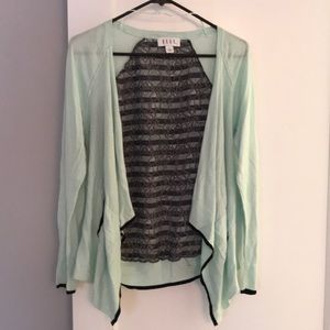 Mint green and black fly away cardigan